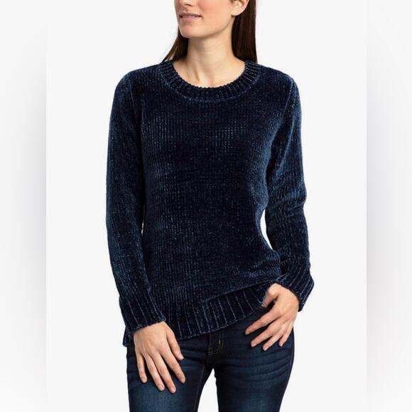 Orvis Dark Blue Classic Crewneck Knit‎ Chenille Pullover Sweater Size L - Picture 1 of 10